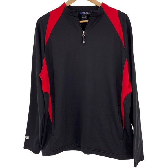 Holloway black & red 1/4 zip pullover athletic LS top, L - Picture 1 of 10
